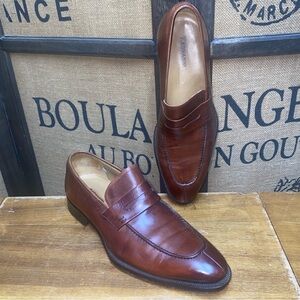 Magnanni Chestnut Leather Men's Slip-Ons, 10 M